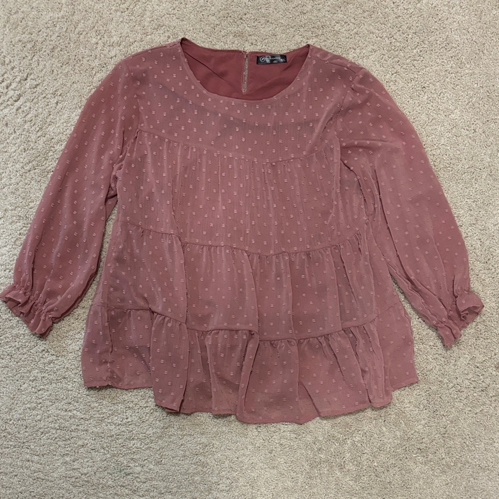Women's Pink Ruffled Blouse